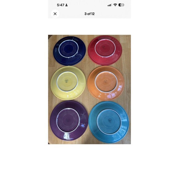 Fiestaware Dinner Plates 10 1/2" Fiesta Homer Laughlin HLC Multi Colors Set Of 6 - Picture 3 of 12